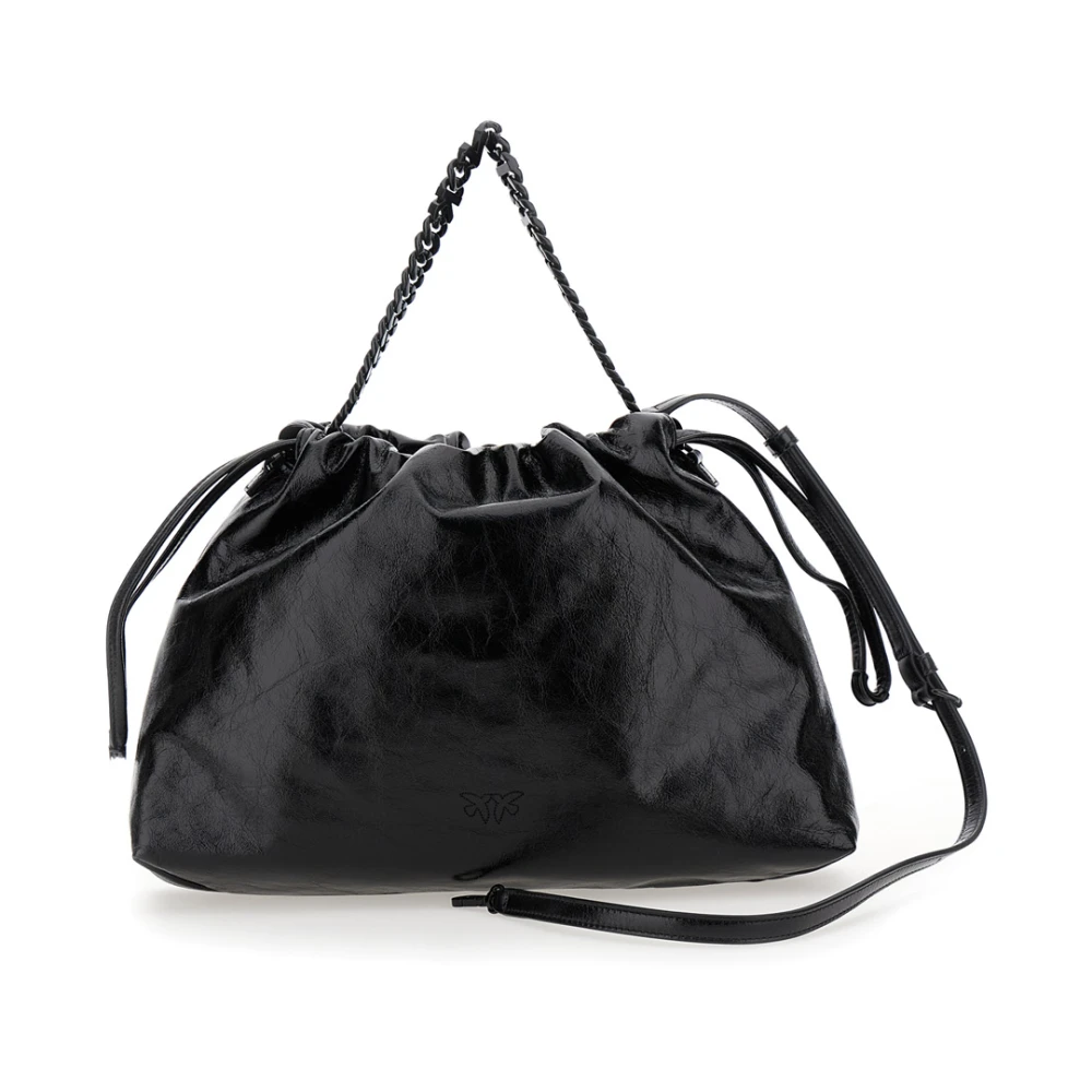 pinko Kettinghandvat Tote Tas in Zwart Black Dames