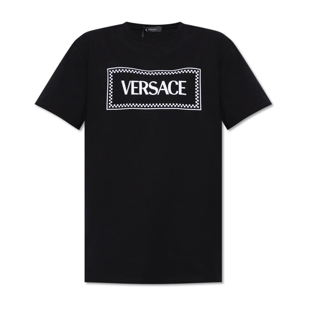 Versace T-shirt med logotyp Black, Dam