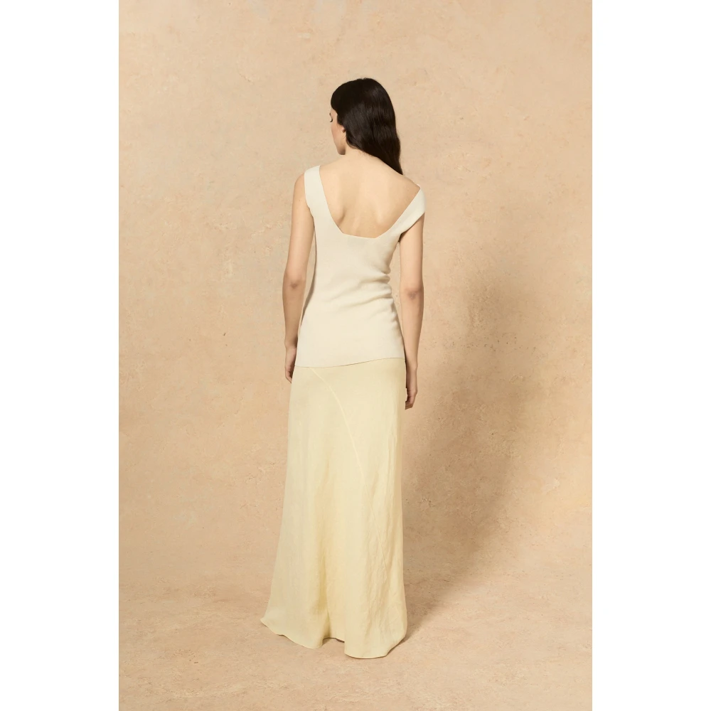 Cortana Zijden en katoenen vierkante hals top Beige Dames