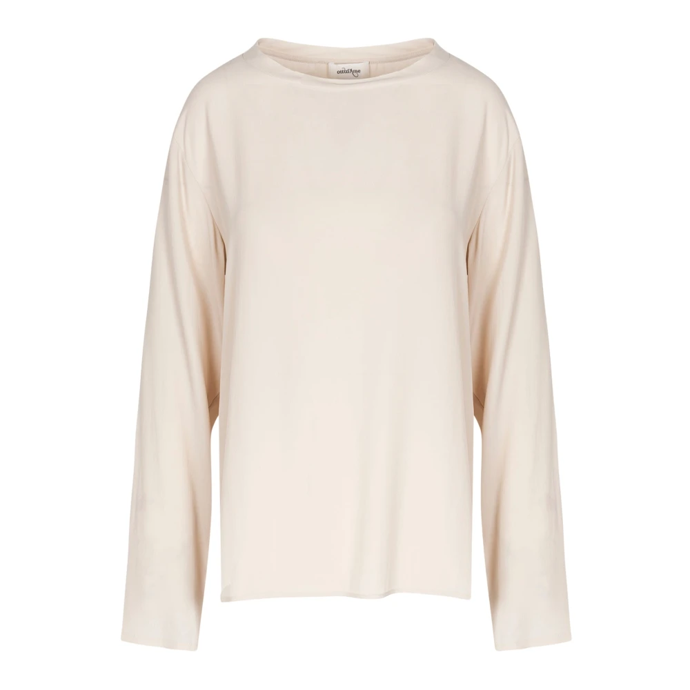 Ottod'Ame Crepe blouse met ronde halslijn Beige Dames