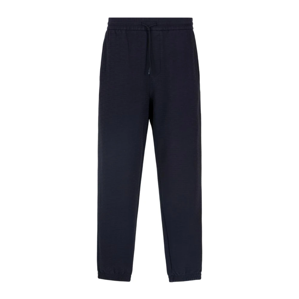 Emporio Armani Jacquard Lettering Jogger Broek Blue Heren