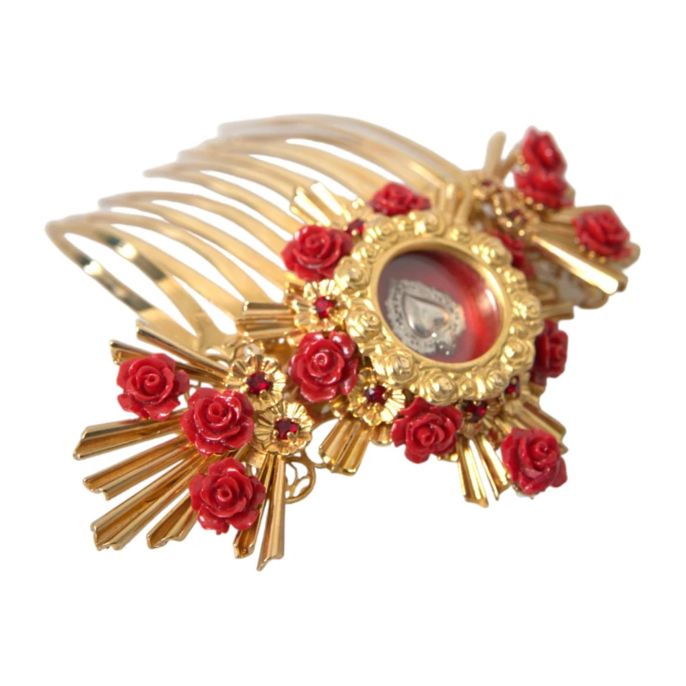Dolce & Gabbana Kristal Hart Bloemen Haarkam Yellow Dames