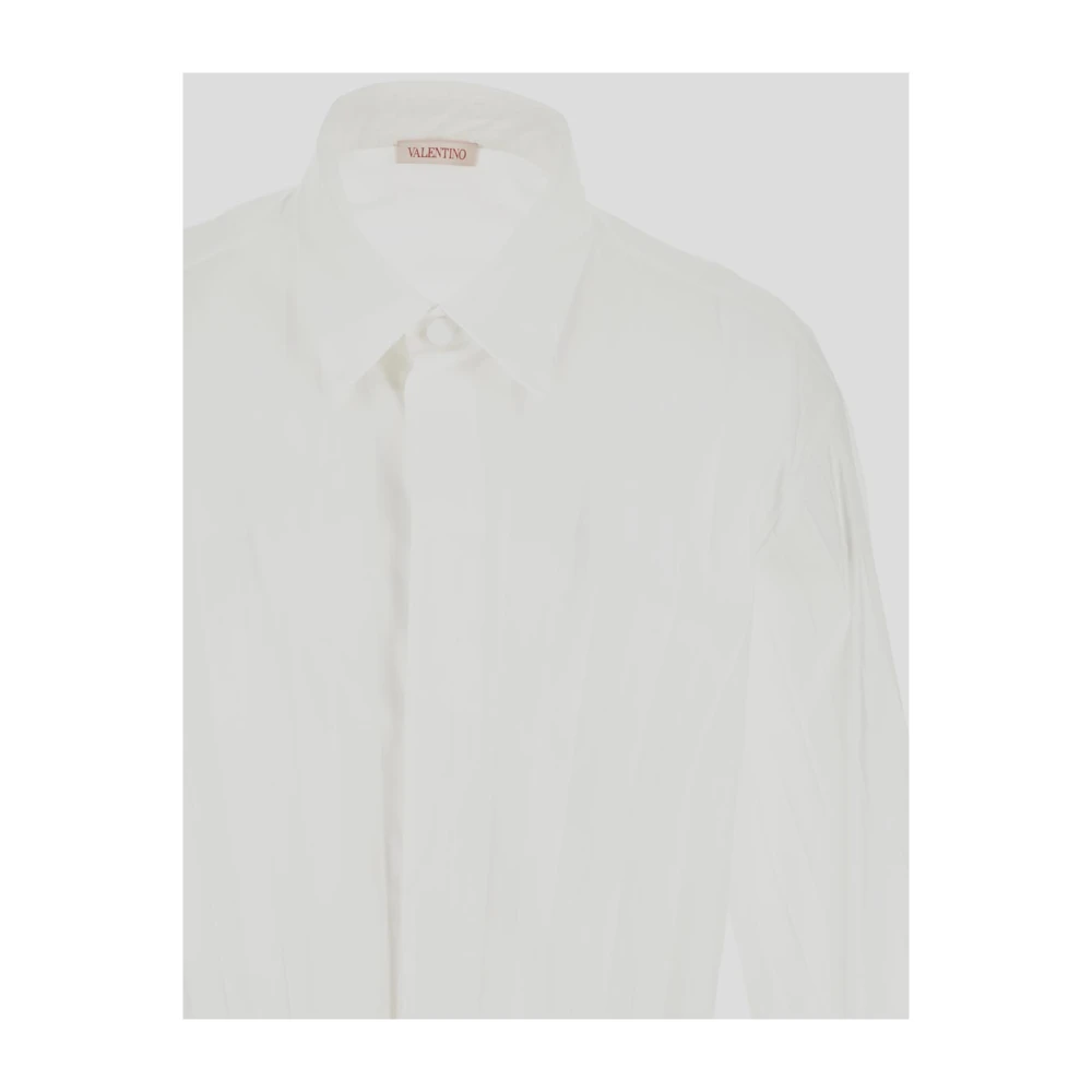 Valentino Witte Geplooide Shirt met Lange Mouwen White Heren