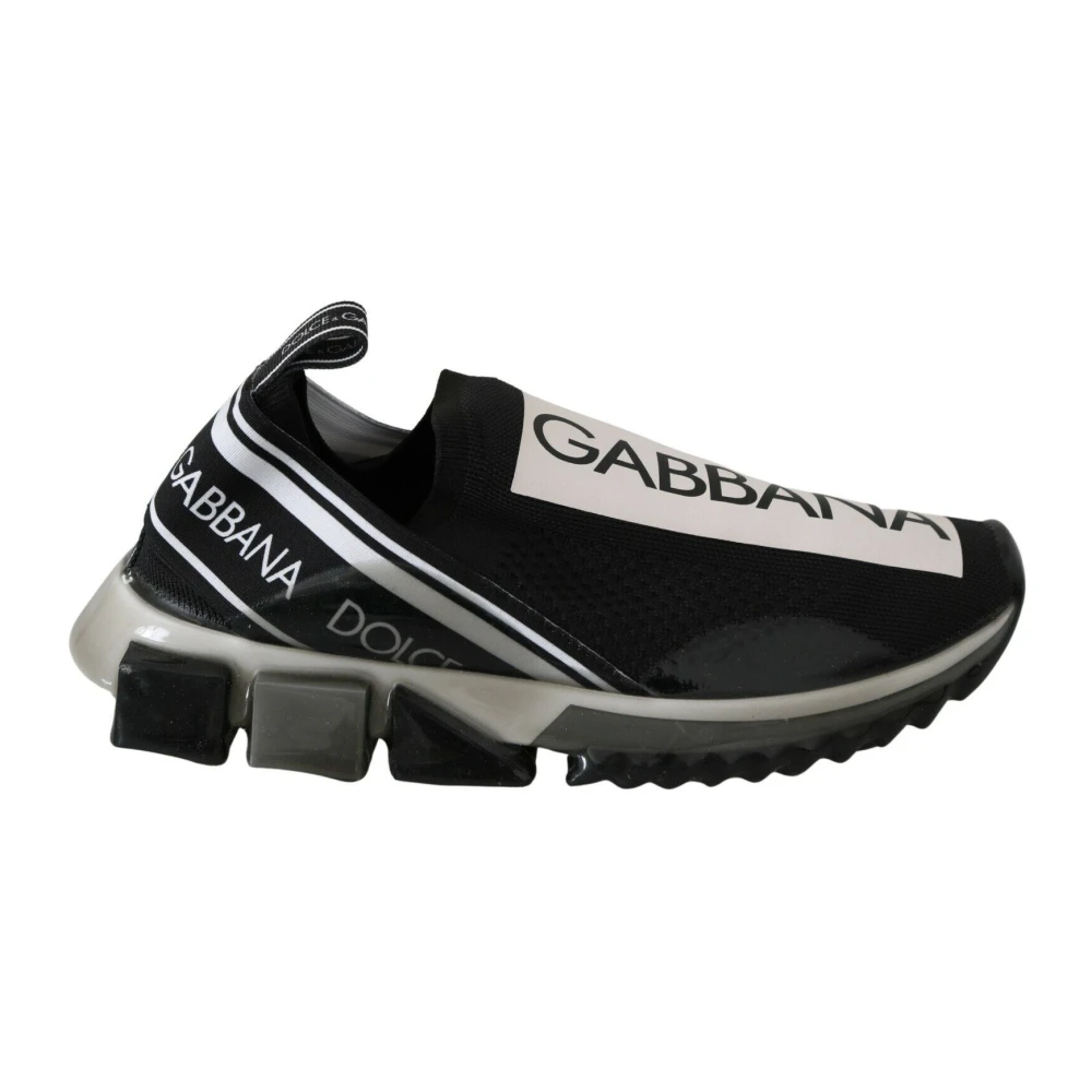 Dolce & Gabbana Donna Nero Sneakers Sportive Sorrento Stretch Bianche Nere