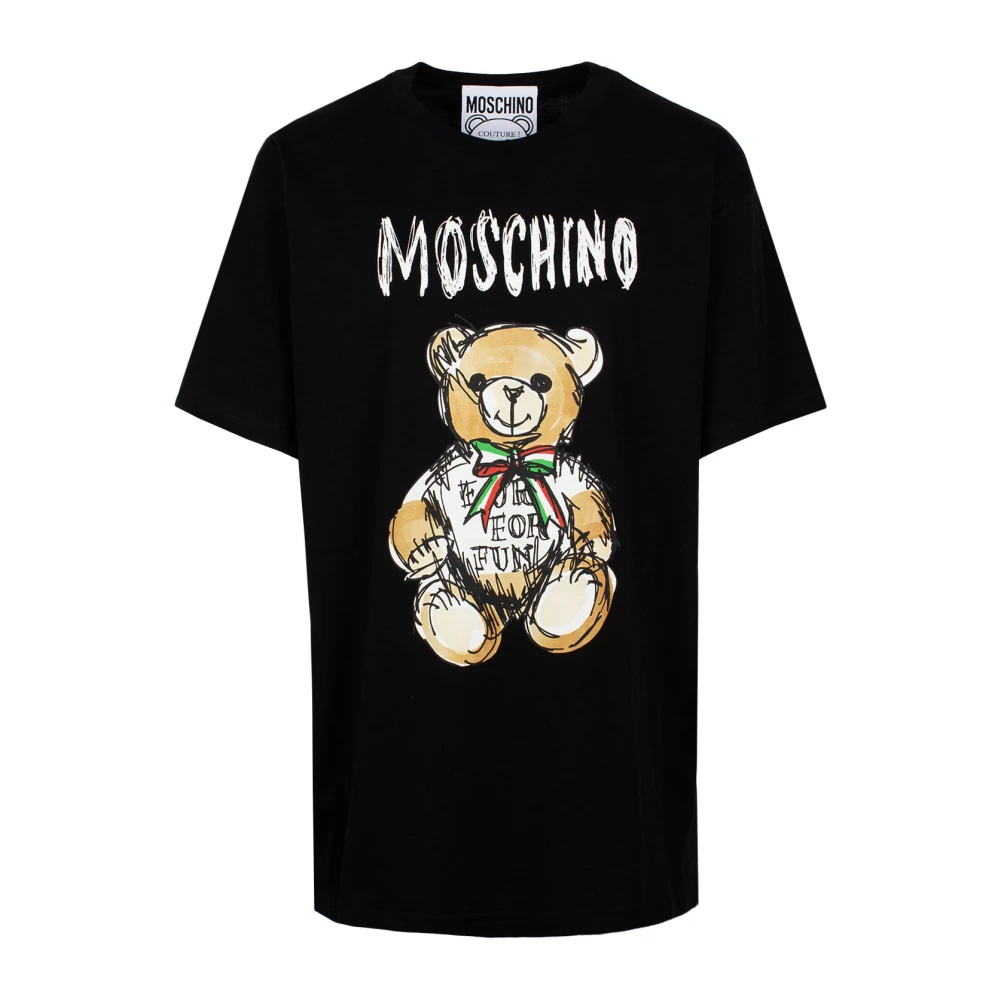 Moschino Zwarte Logo Print Teddy Bear T-shirts en Polos Black Dames