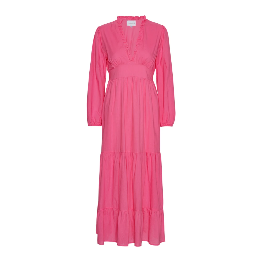 American Dreams Roze Katoenen Lange Jurk Pink Dames
