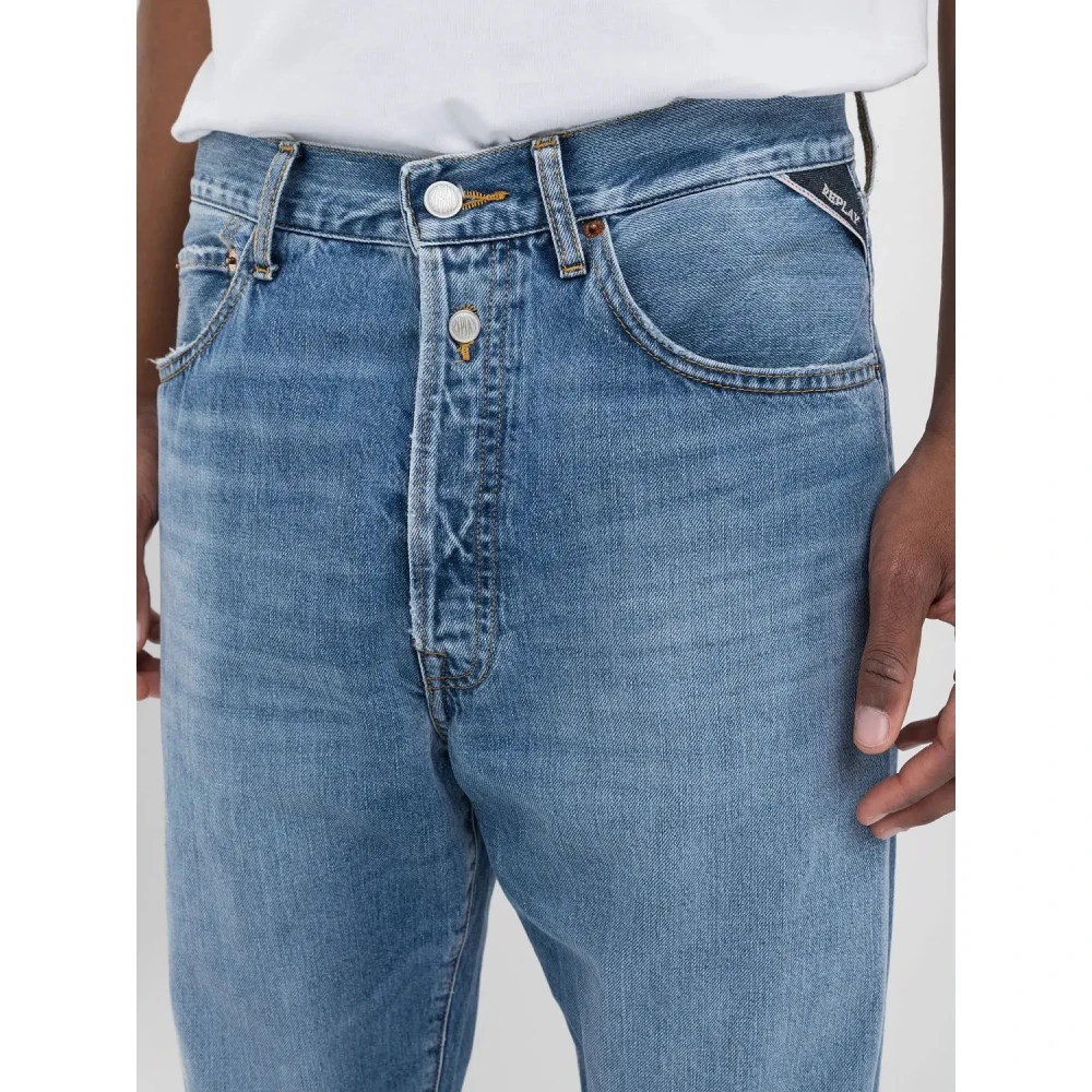 Replay Straight Cut Denim Jeans Blue Heren