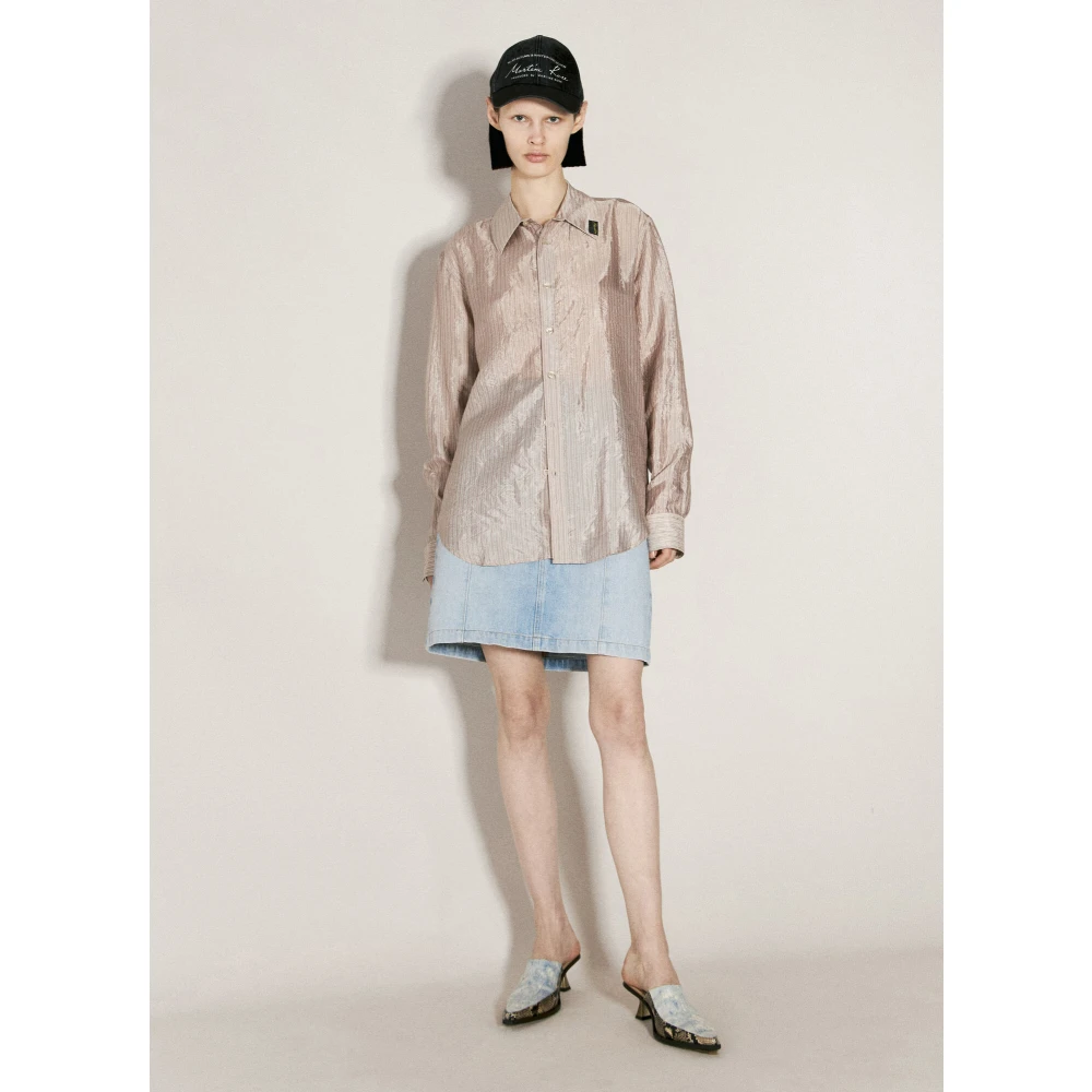 Martine Rose Denim Mini Rok met Ritszakken Blue Dames