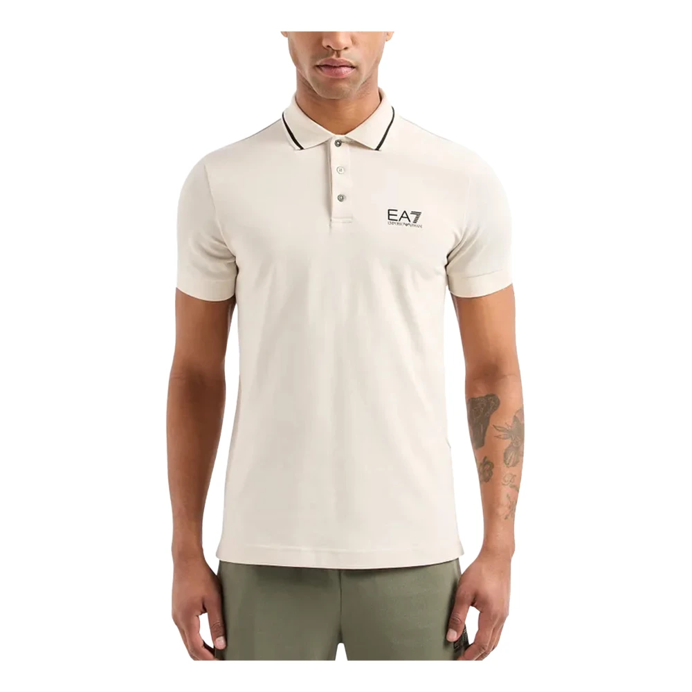 Emporio Armani EA7 Rainy Day Polo Shirt met Logo Beige Heren