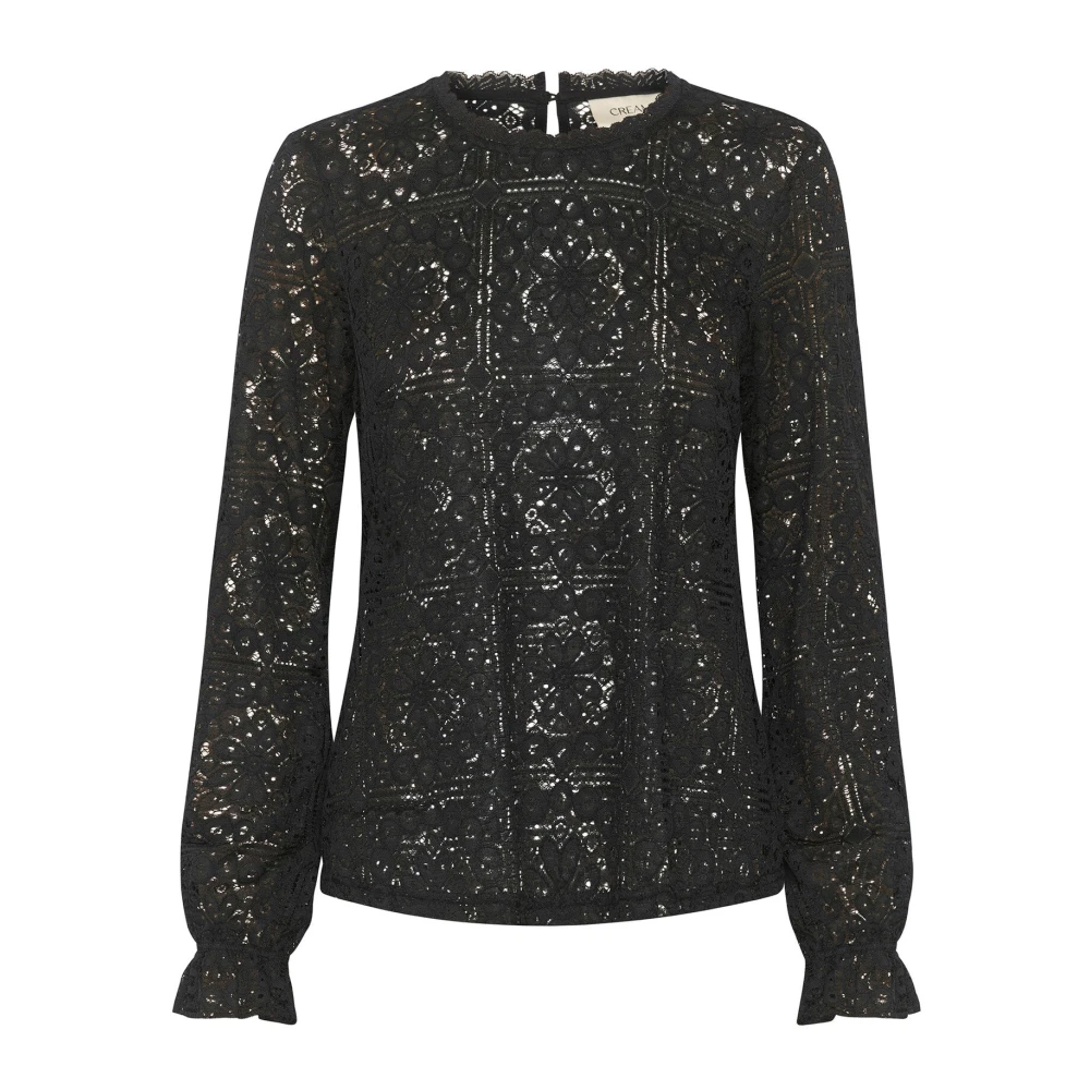 Cream Women's Black Lace Blouse With Puff Sleeves - Blouses - Xs - Blouses & Shirts