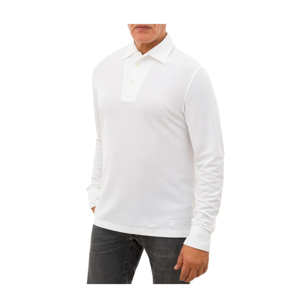 Corneliani Wit Katoenen Poloshirt White Heren
