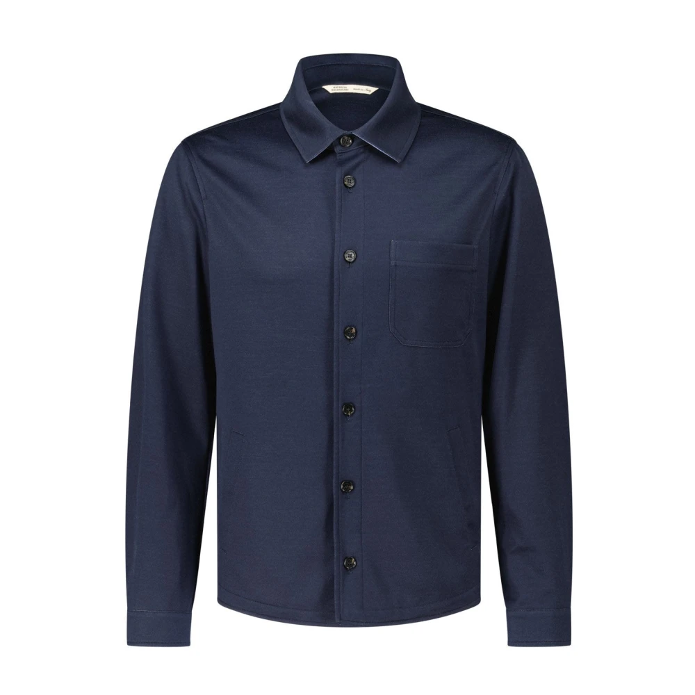 Maurizio Baldassari Zijde-Katoen Blouse met Zakken Blue Heren