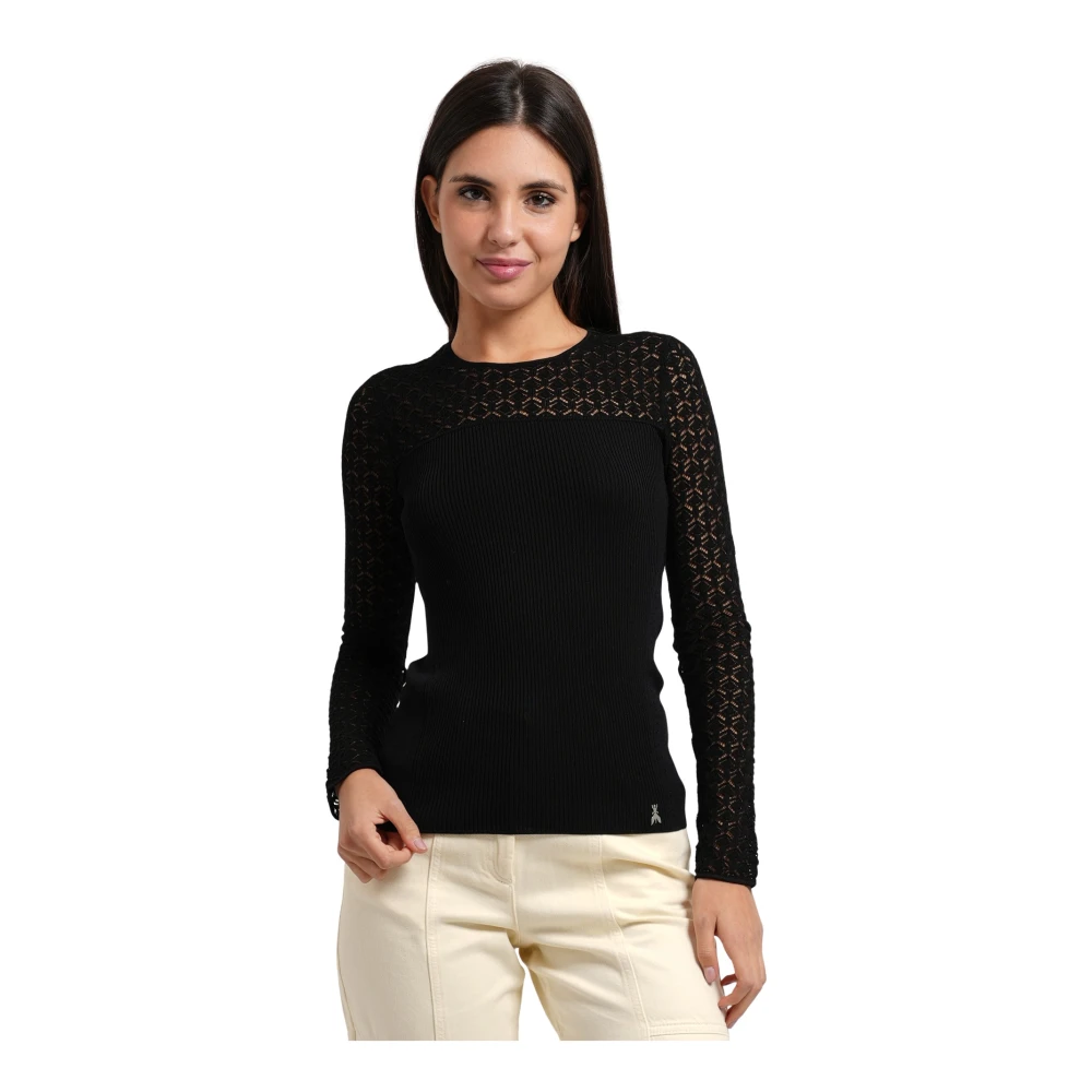 Patrizia Pepe Kk014k103 Maglia Slim Effetto Pizzo Nera - Immagine 2