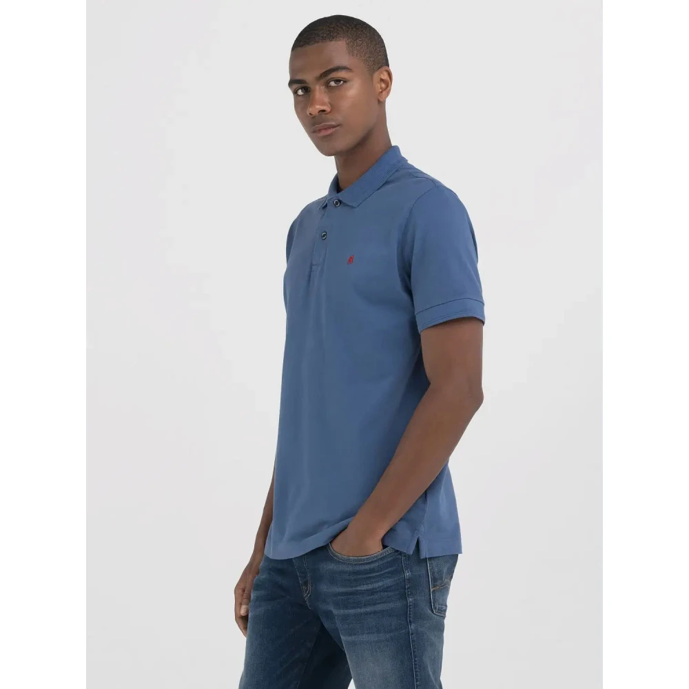 Replay Katoenen Polo Shirt met Korte Mouwen Blue Heren