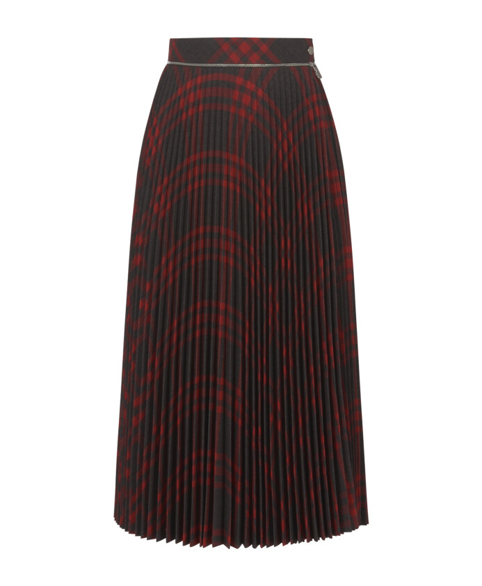 check-print-wool-pleated-skirt