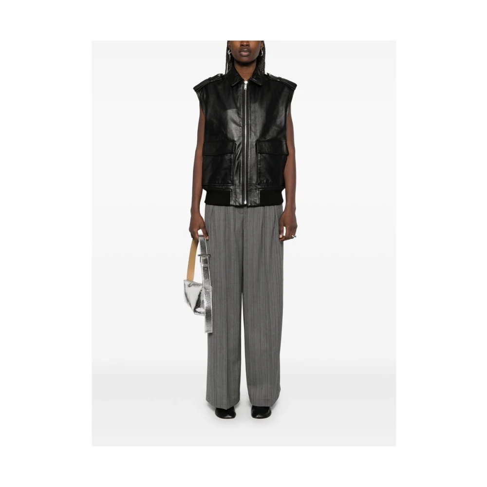 Anine Bing Antracietgrijze Broek met knopen Gray Dames