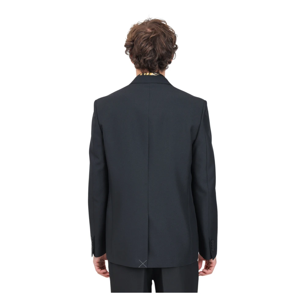 Versace Jeans Couture Zwarte Logo Jas met Metalen Logo Black Heren