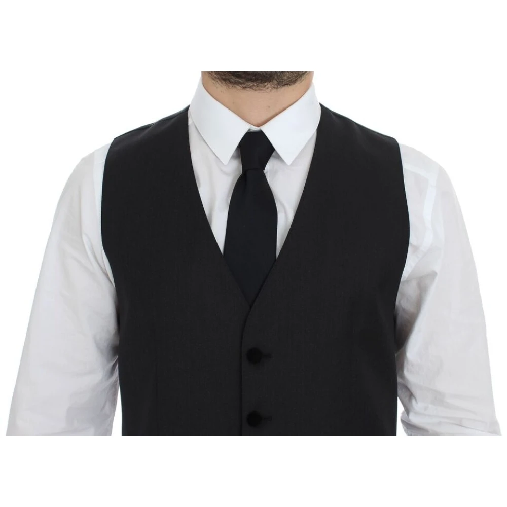Dolce & Gabbana Grijze wollen vest elegante stijl Gray Heren