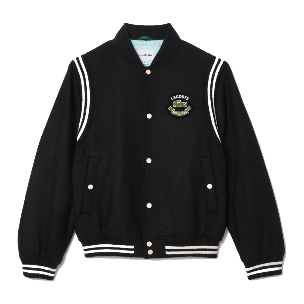 Lacoste Premium Wool Varsity Jacket Svart Black, Herr