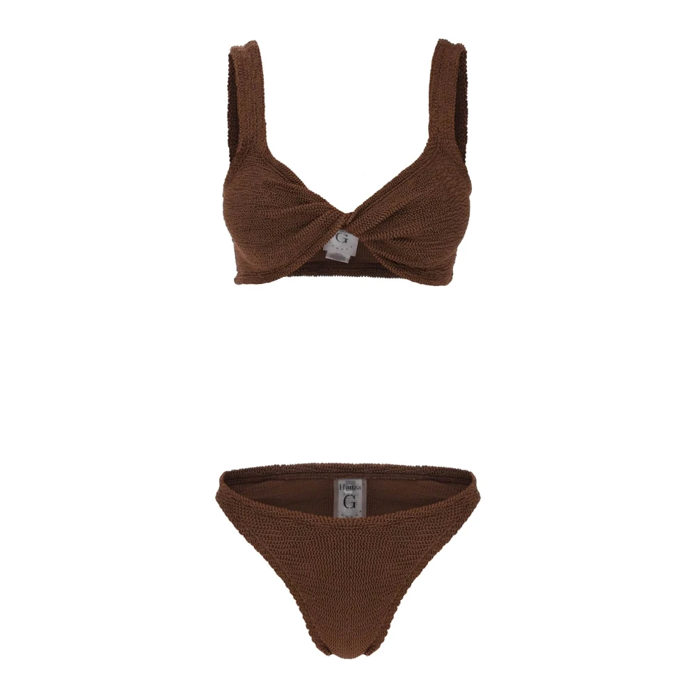 Hunza G Metallic-effect Twist Bikini Set Brown Dames