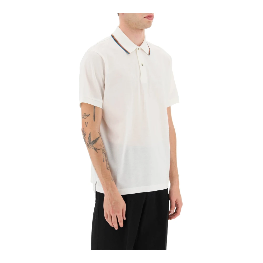 PS By Paul Smith Signature Stripe Kraag Polo Shirt White Heren