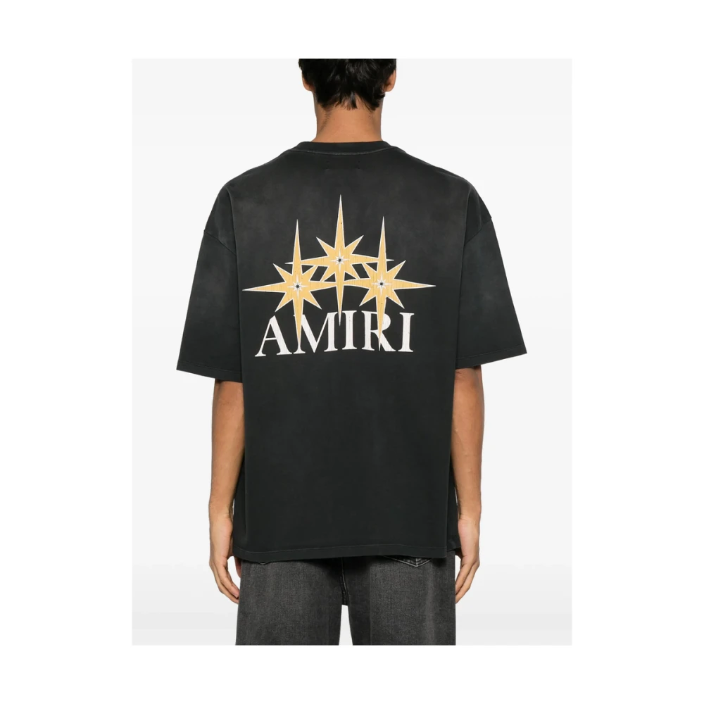 Amiri Zwart Logo Print Crew Neck T-shirt Black Heren