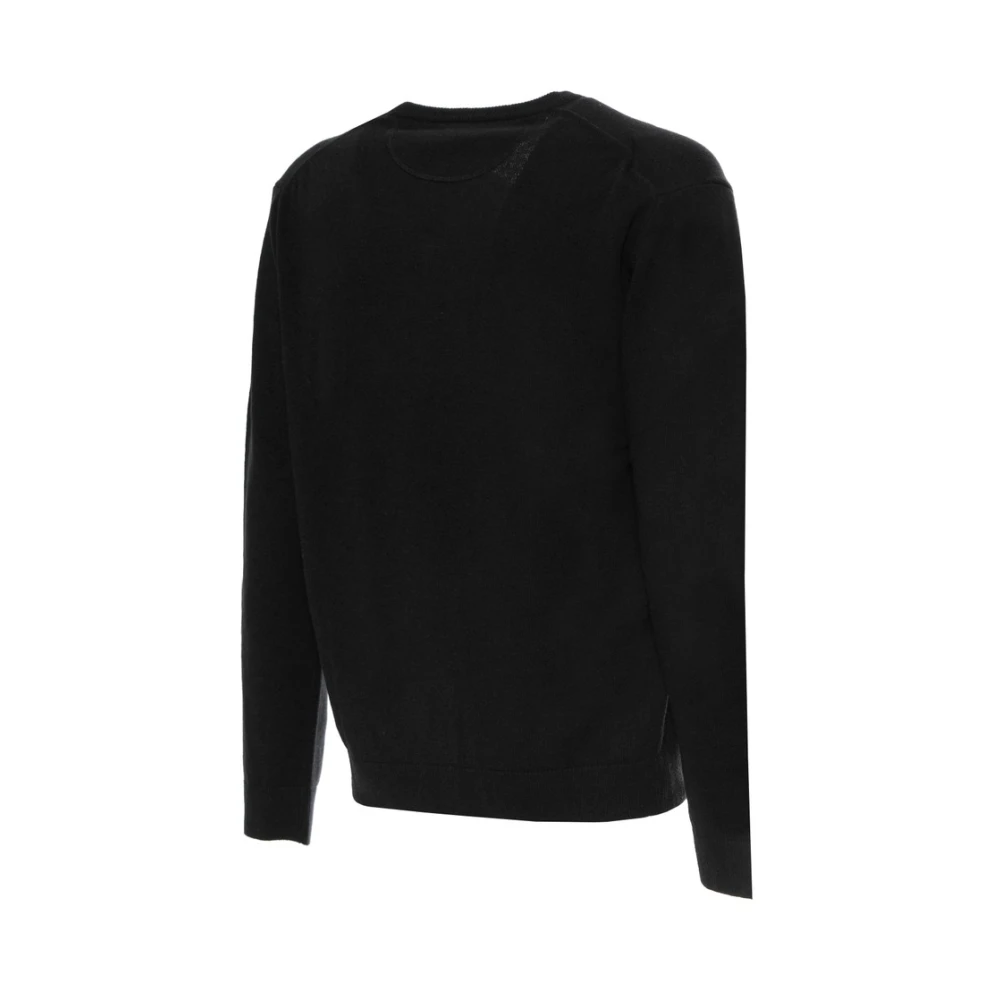 Sergio Tacchini Wollen trui met V-hals en geribbelde boorden en zichtbaar logo Black Heren