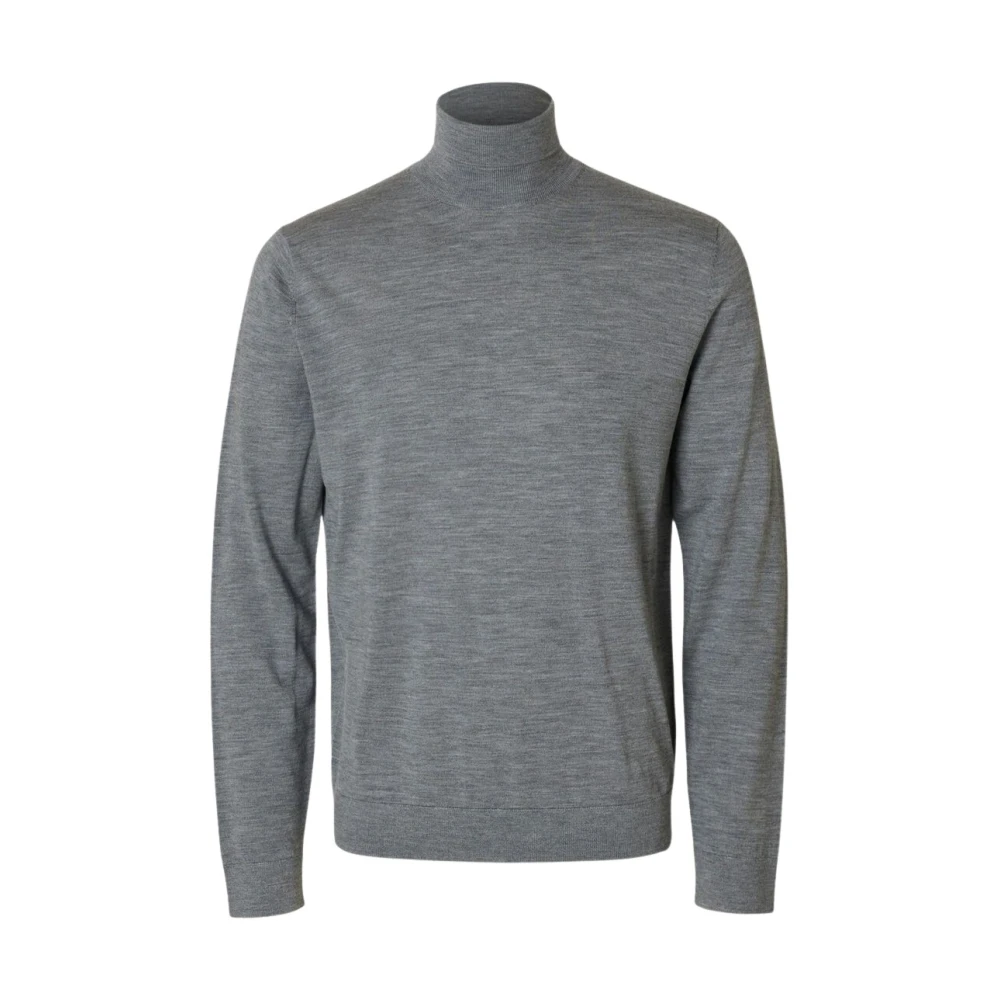 Selected Homme Heren Hoge Hals Lange Mouw Trui Gray Heren