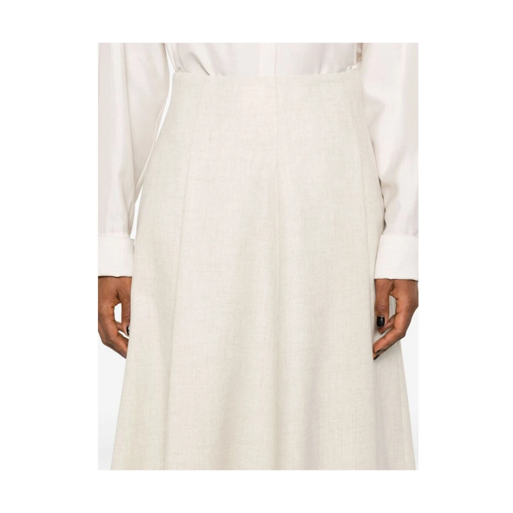 BRUNELLO CUCINELLI Ivoor Wol-Kasjmier A-Lijn Rok Beige Dames