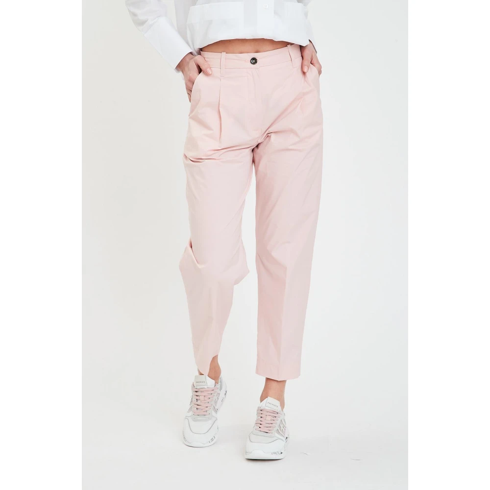 Nine In The Morning Hoge Taille Slim Blauwe Broek Pink Dames