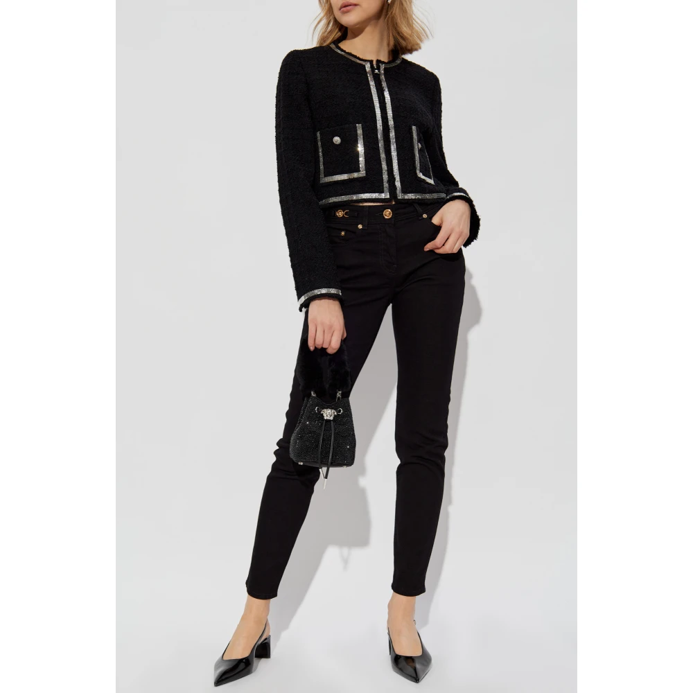 Versace Blazer met glinsterende applicaties Black Dames