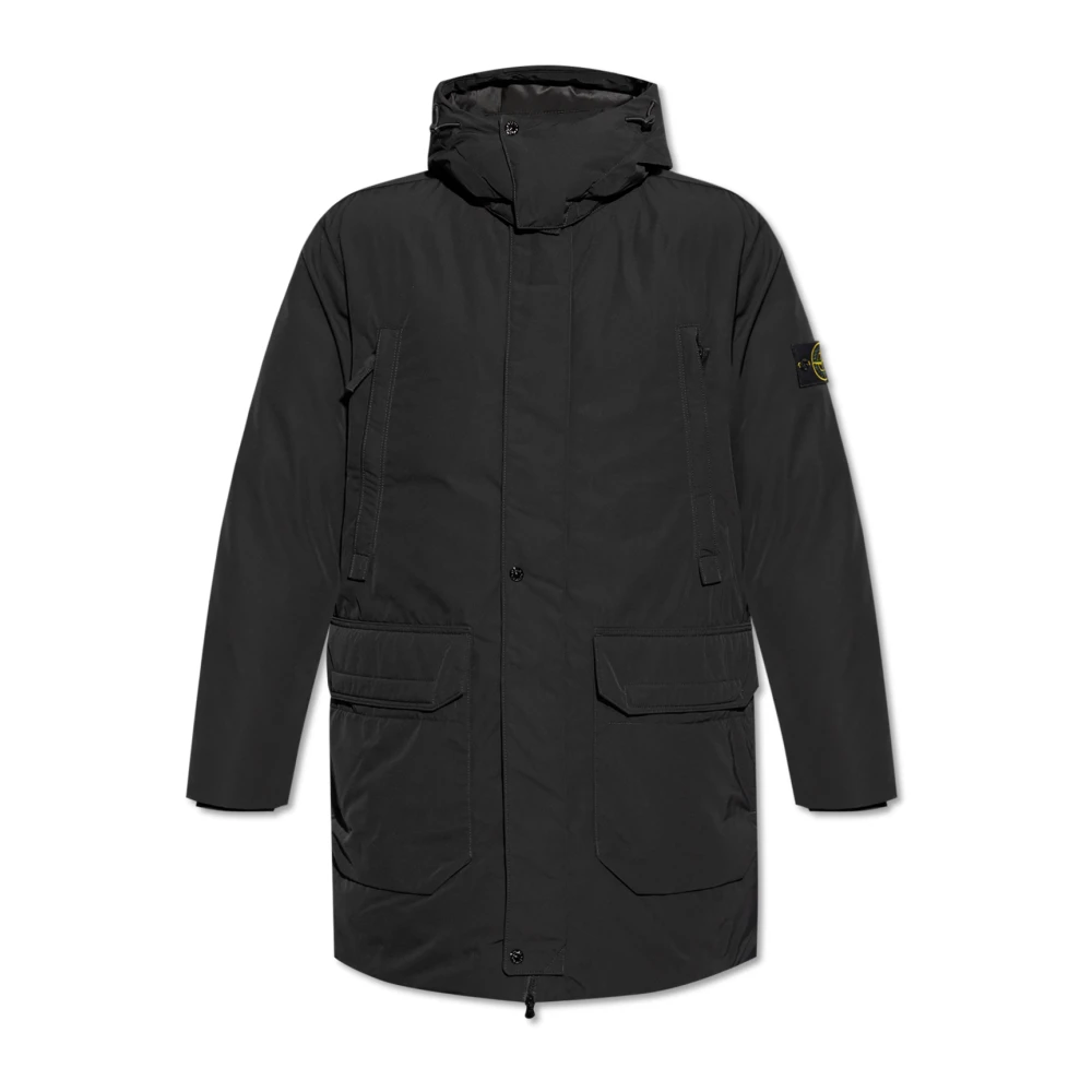 Stone Island Donsjas met capuchon Black Heren
