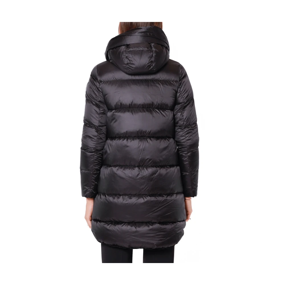 BomBoogie Lange Winter Donsjas met Omslag Kraag Zwart Black Dames