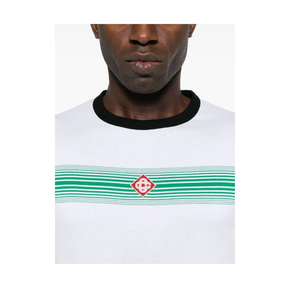 Casablanca Biologisch Katoenen Gestreept T-shirt White Heren