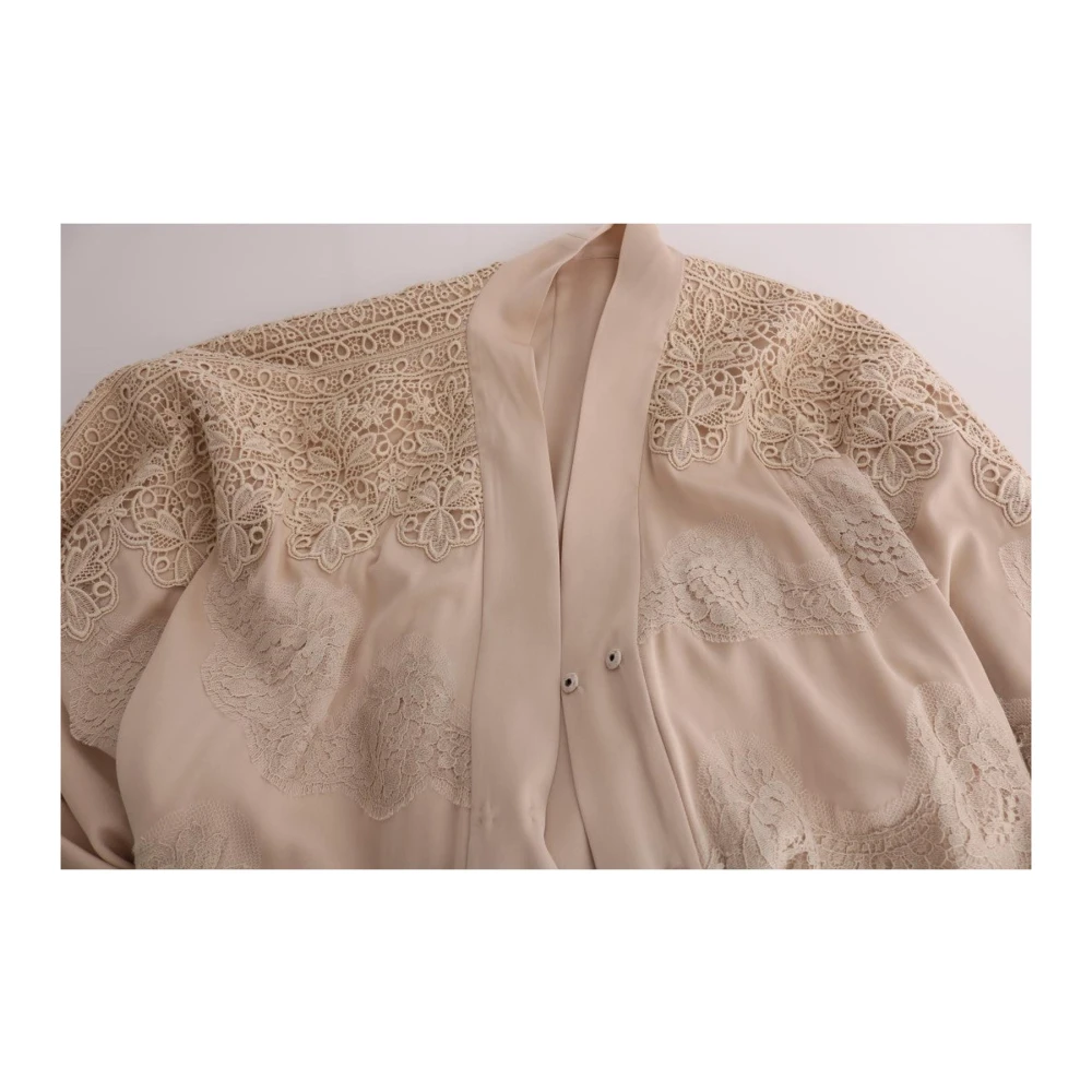 Dolce & Gabbana Beige Kant Bloemen Jurk Beige Dames