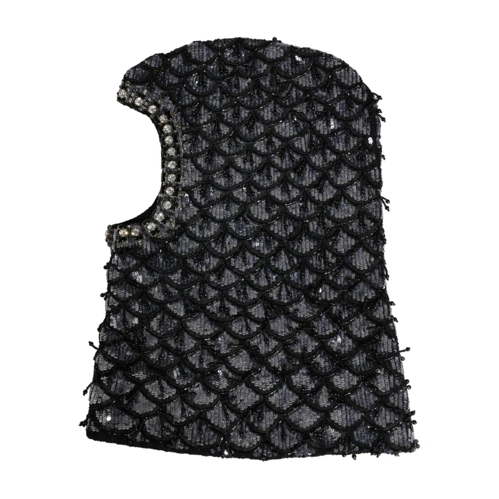 Dolce & Gabbana Vrouw Multicolor Accessoires Dames, Veelkleurig, One Size, Pailletten, Versierde Balaclava Muts Met Geschulpte Rand