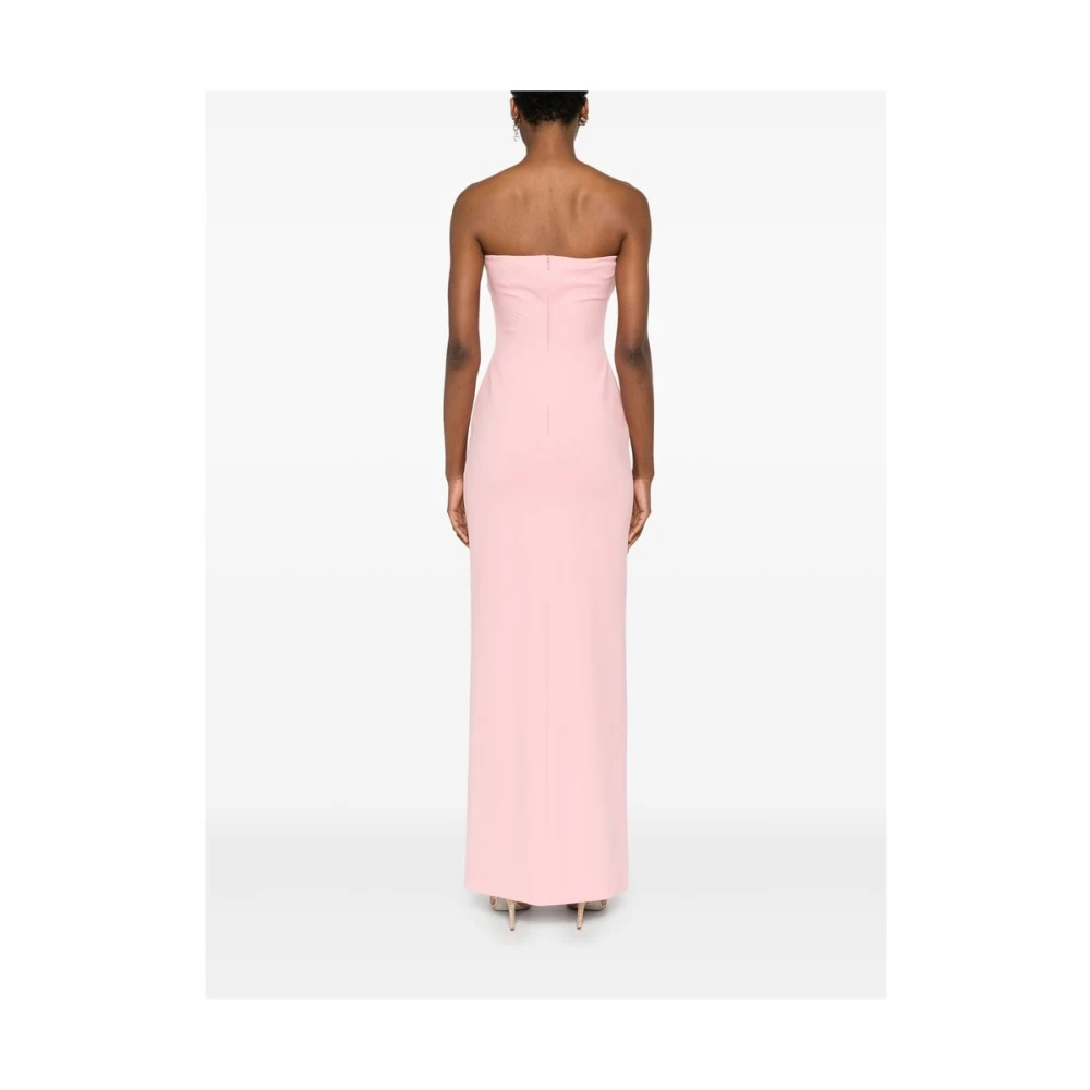 Solace London Roze Strapless Crepe Jurk met Split Pink Dames