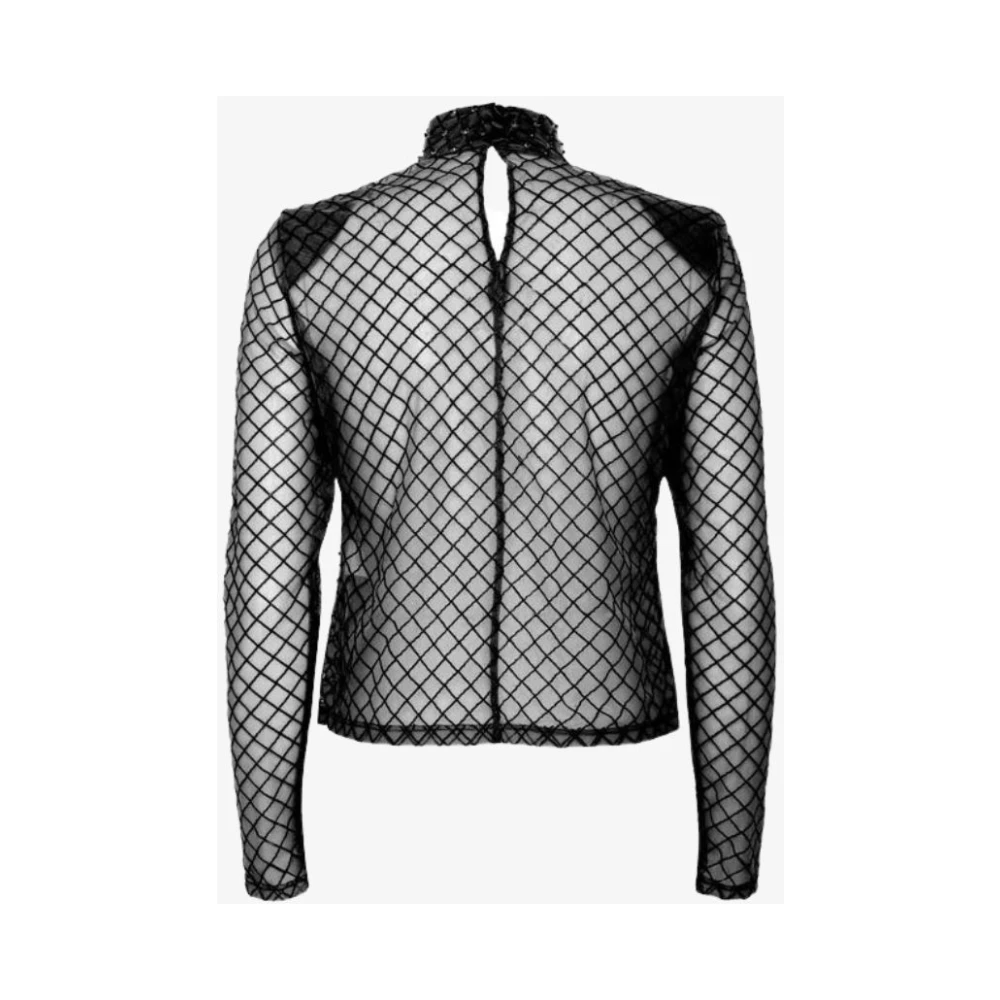 Nenette Geborduurde Tule Blouse Black Dames