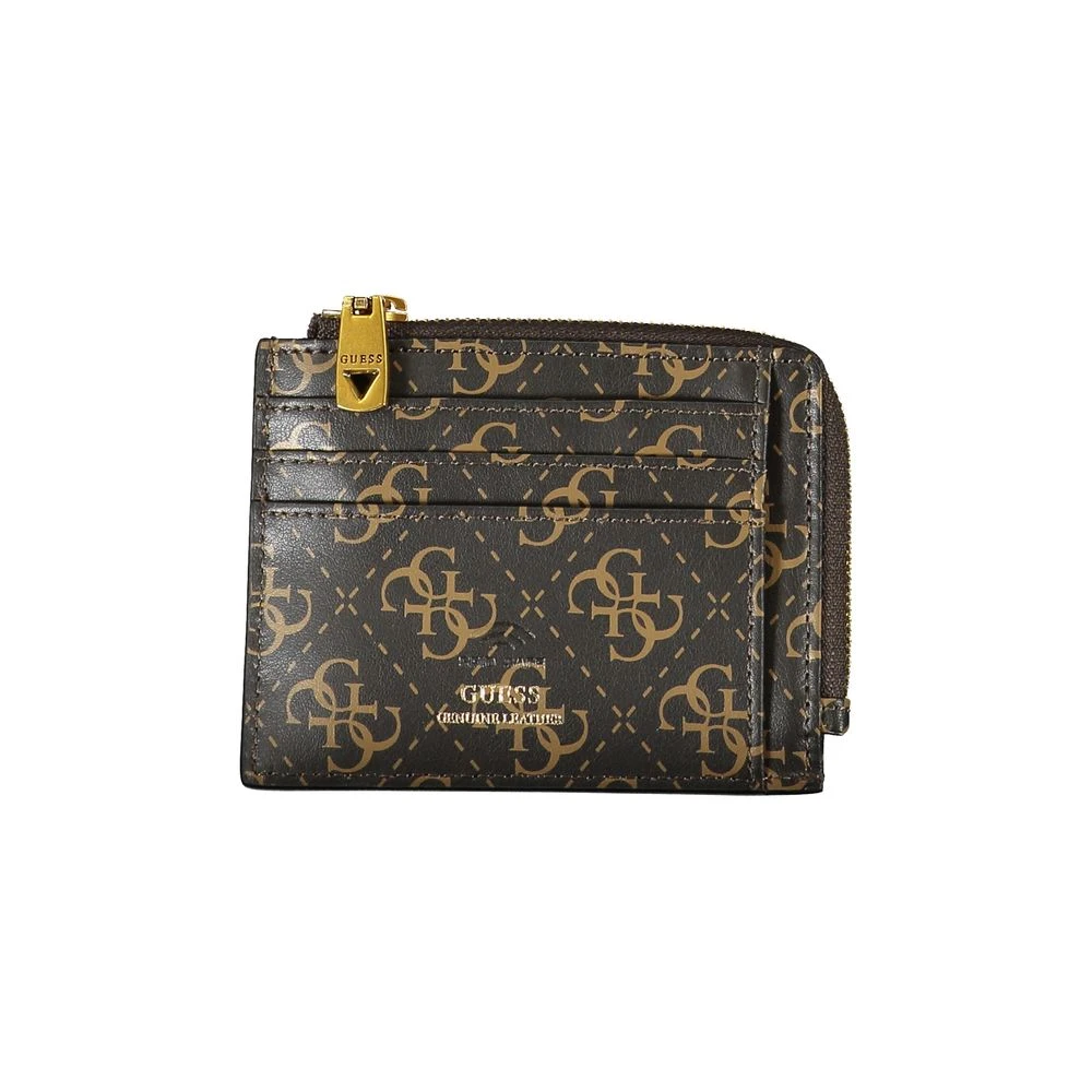 Guess Elegante bruin leren portemonnee met rits Brown Heren