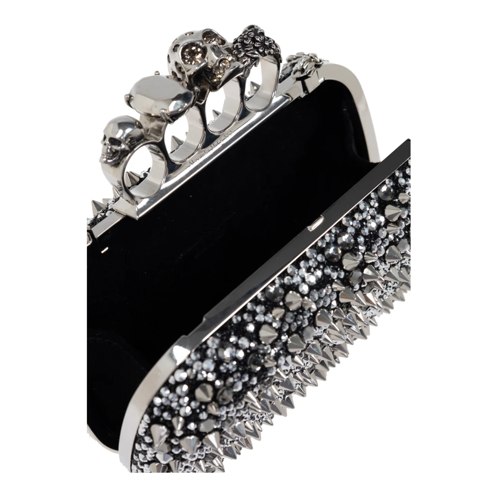 alexander mcqueen Skull Four Ring Clutch Black Dames