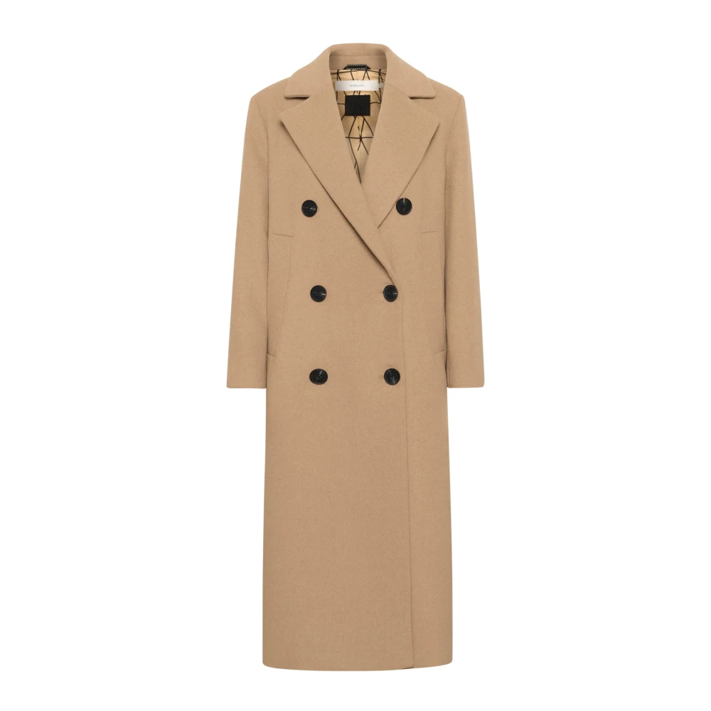 Inwear Women's Brown Classic Long Coat Tobacco - Double-Breasted Coats - 2XL - Coats