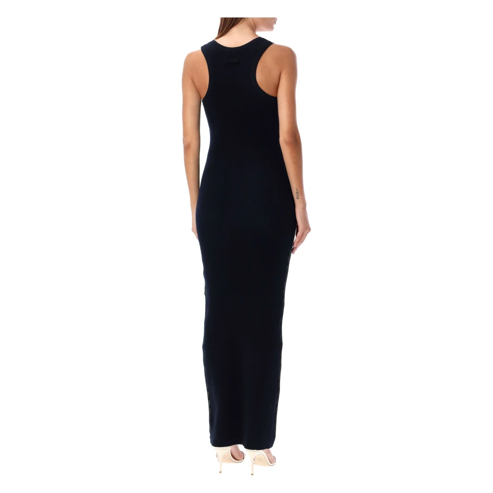 Jean Paul Gaultier Gestreepte Geribbelde Dubbellaagse Jurk Black Dames