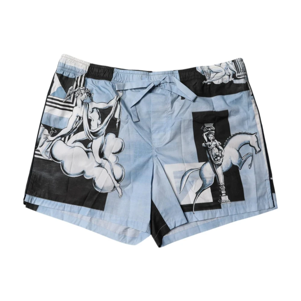 DOLCE & GABBANA DG Logo Gio Ponti Horse Cotton Short Pants Shorts Blue White - Image 3