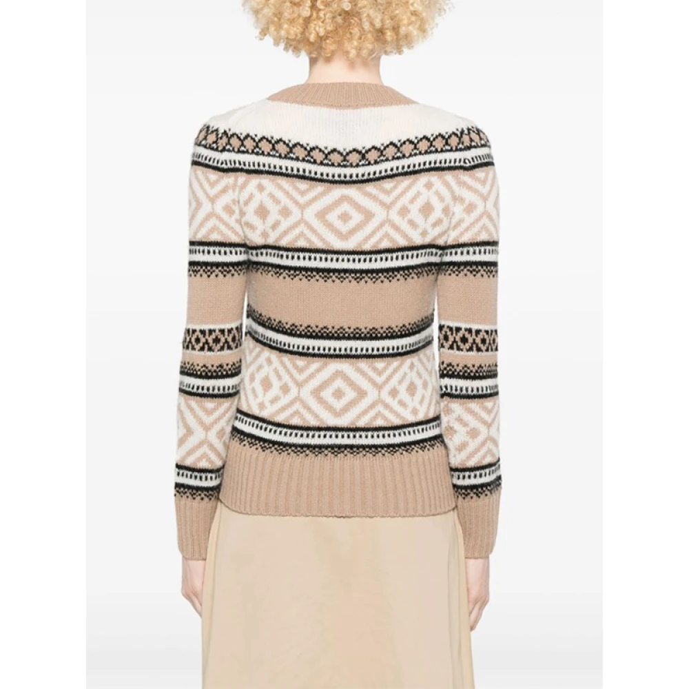 Ermanno Scervino Jacquard Ribgebreide Trui in Beige Dames