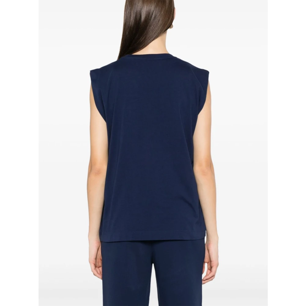 pinko Blauwe Crew Neck Mouwloze T-shirts en Polos Blue Dames