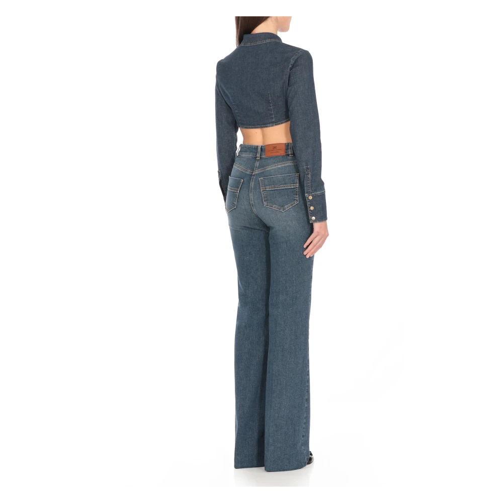 Elisabetta Franchi Blauwe Katoenen Spijkerjasje Vrouw Blue Dames