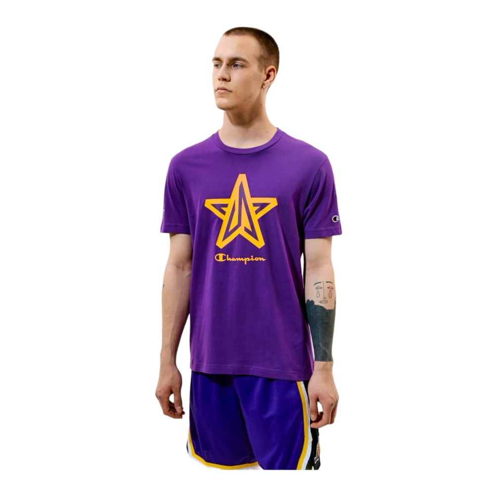 Champion Korte Mouw T-shirt Purple Heren