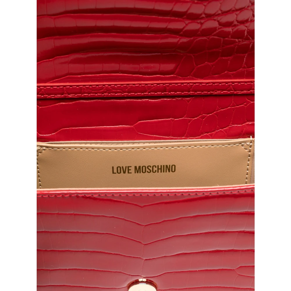 Love Moschino Rode Krokodil-geëmbosseerde Schoudertas Red Dames