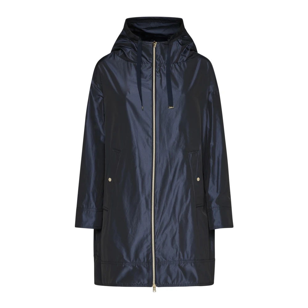 Herno Iridescent Parka met Trekkoord en Capuchon Blue Dames
