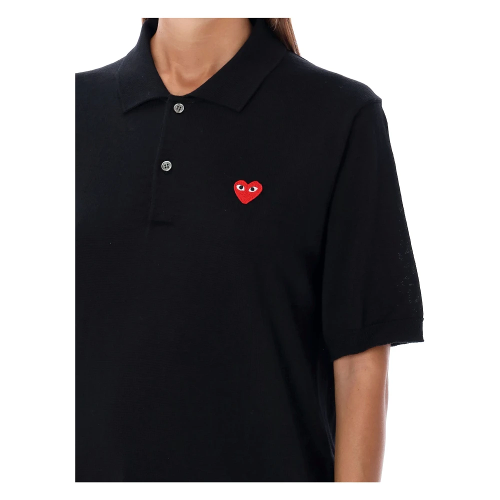 Comme des Garçons Rood Hart Gebreide Polo Zwart Black Dames